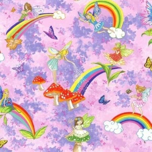 Nutex Fabric Pretty Please fairies 100% Cotton Multiple Sizes - Picture 1 of 12