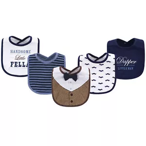 Little Treasure Baby Boy Cotton Bibs 5pk, Handsome Fella, One Size - Picture 1 of 1