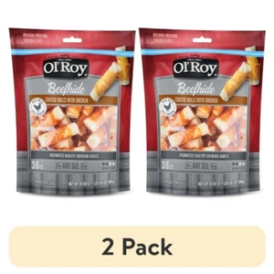 (2 pack) Ol' Roy Beefhide Coated Rolls with Chicken for Any Size Dogs, 20.95 oz - Picture 1 of 10
