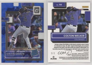 2022 Donruss Optic Rated Cracked Ice Blue Prizm /7 Colton Welker #56 Rookie RC