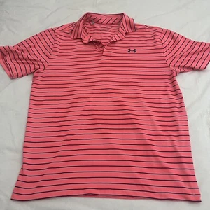 Under Armour Shirt Herren Large gestreift rosa dunkelblau Polo Golfshirt - Bild 1 von 11