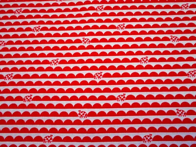 Quilt Fabric By Yard Red Ladybugs & Scallops White Bugsy Premium Cotton Nov #C - Image 1 of 2