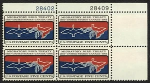 #1306 5c Migratory Bird Treaty, Plate Block [28402-09 UR] **ANY 5=FREE SHIP** - Picture 1 of 1