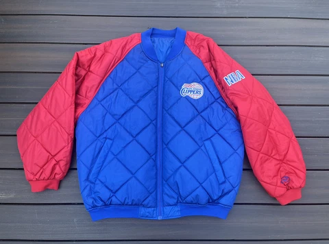VTG Men’s NBA LA Clippers Hardwood Classics Red Blue Reversible Bomber Jacket Cover