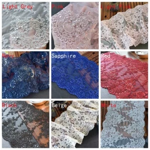 Lace Ribbon 31cm Wide Trimming Embroidery Floral Glitter for Curtain Costume DIY - Picture 1 of 22