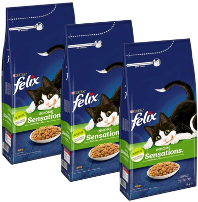 FELIX Sensations 6kg (3x 2kg) Trockenfutter Katzenfutter mit Geflügel & Gemüse - Bild 1 von 4