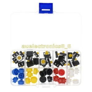 25Pcs 12*12*7.3MM 5 Colors Micro Switch Button Tact Cap Tactile Push Momentary - Imagen 1 de 5