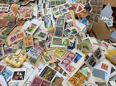 KILOWARE -Worldwide stamps Assortment  about 1000 pieces on paper  - Image 1 of 4