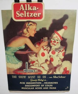 Vintage 1940s/50s ALKA-SELTZER SICK CLOWN 41x31 Standee Poster FREE SHIPPING - Picture 1 of 7