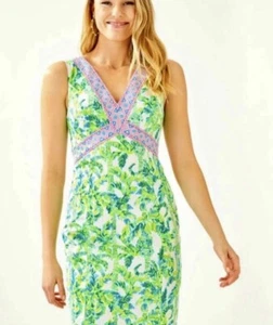 Nuovo! Abito LILLY PULITZER Lanora Elasticizzato Cambio Tg 6 Fresco Agrumi Keep Palm Nuovo con etichette - Foto 1 di 14