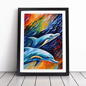 Two Dolphin No.3 Wall Art Print Framed Canvas Picture Poster Decor Living Room