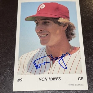 Von Hayes Autographed Signed 3.5x5.5 Tastykake Card Philadelphia Phillies 1985 - Picture 1 of 4