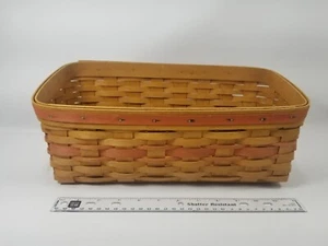 1994 LONGABERGER Long 14in by 8in Woven Traditions Sleigh Basket, Red Christmas - Picture 1 of 12