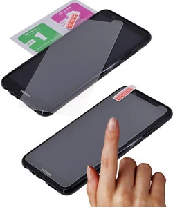 Silicone Case Black Phone Bag Bumper Cover + Glass For Huawei P Smart 2019 - Picture 1 of 7