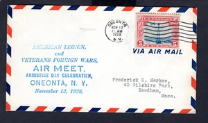 US 1928 ONEONTA, NY Air Meet Cover, American Legion & VFW - Foto 1 di 2