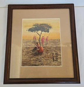 Atanas Style Original Painting Masai People Africa Signed Toboi framed - Imagen 1 de 14