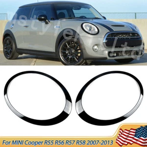 Headlight Trim Ring Left+Right For Mini Cooper R55 R56 2007-2015 Gloss Black - Picture 1 of 12