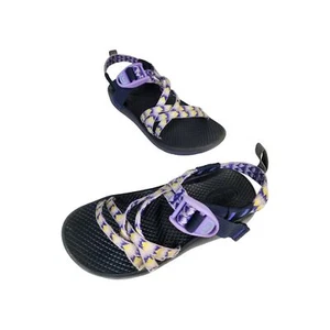Chaco Youth Kid's Double Strap Purple Chevron Sandal Size 4.5 Black Sole - Picture 1 of 6