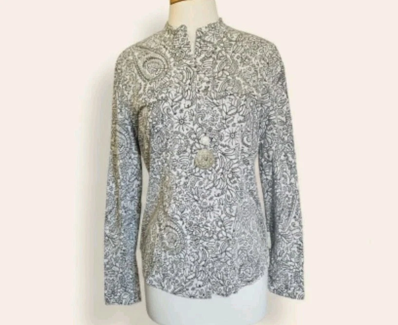 Tory Burch Brigitte Floral Blouse – Linen Cotton – Small - Image 1 of 4