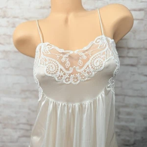 Vintage Dessous Nachthemd weiß lang Spitze vorne Donna Richards Gilligan OMalley - Bild 1 von 12