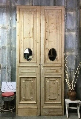 Antique French Double Doors (53x120.5) Thick Molding European Doors R2 - Image 1 of 4