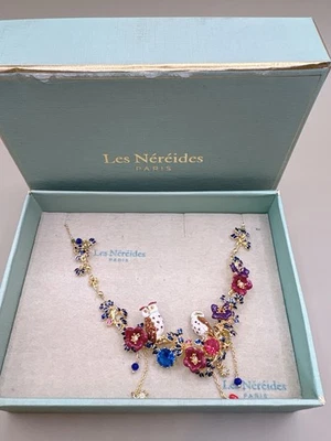 Les Nereides Claret Nucturne Eagle Owl & Owl With Flowers Crystal Necklace  - Image 1 of 4