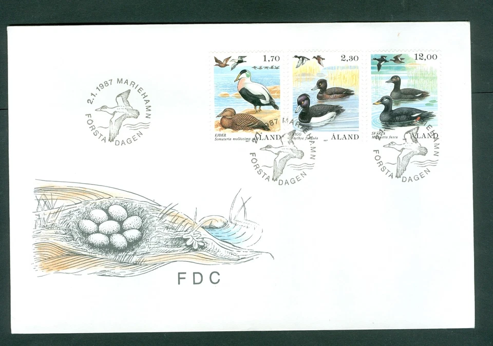 Aland. FDC 1987 Birds, Ducks.. Sc.# 12-16-21 Foto 1 de 1