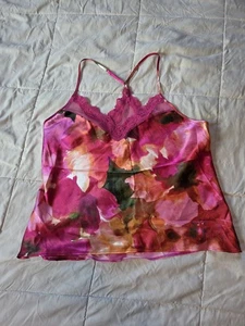 Flieder + Lavendel Rosa Blumen Spitze Tank Top | Größe Medium | V-Ausschnitt Racerback Cami - Bild 1 von 7