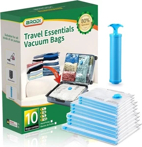 Travel Vacuum Bags with Pump - Compression Bags for Travel (10 pack) - Picture 1 of 7