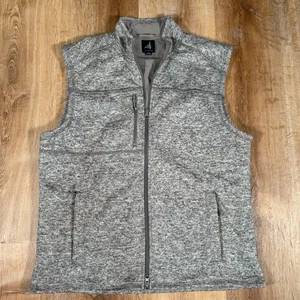 Johnnie-O Denalis Double Zip Light Gray Fleece Full Zip Vest Men's Large Golf - Picture 1 of 6