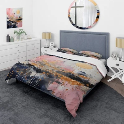 Designart "Oro y Rosa Moderno Líquido Formas III" Abstracto Foto 1 de 4