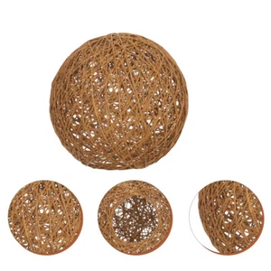 Vintage - Gewobener Korb Rattan Kugel Lampenschirm Kugellampe - Bild 1 von 12