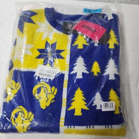 FOCO NFL St. Louis Rams Busy Block Ugly Sweater, Multi, Medium Cover