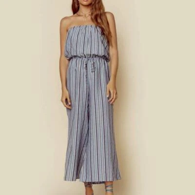 Striped Blue Textured Blue Life Revolve Bohemian Bell Jumper - Image 1 of 4