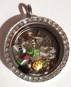 Origami Owl Round Crystal Twist Locket Aloha Hawaii Pendant - Picture 1 of 10