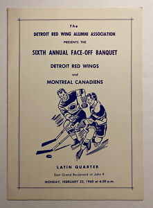 Vintage 1960 Detroit Red Wings Montreal Canadiens Banquet Dinner Program