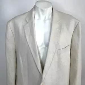 Blazer chaqueta abrigo deportivo Stafford Classic Fit 48 R marfil lino mezcla algodón - Imagen 1 de 18