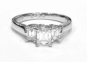Diamond Platinum Three Stone Engagement-Wedding Ring - Picture 1 of 3