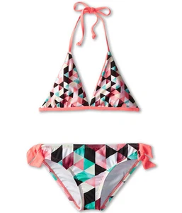 HURLEY KIDS PRISM REVERSIBLE HALTER RETRO BIKINI 2 PIECE SET MULTI SIZE 12 $49 - Picture 1 of 2