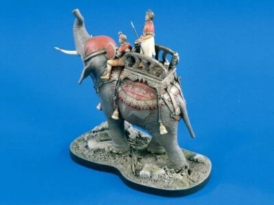 Viñeta jemer elefante de guerra con base (3 figuras) Verlinden 54 mm (1/32) #1719 resina Foto 1 de 4