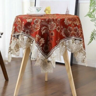 NEW Tablecloth Home Kitchen Dining Table Cover Decor Luxury Jacquard Lace Trims - Image 1 of 4