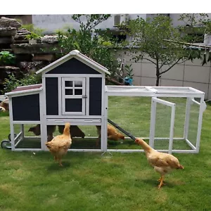 80'' Mobile Chicken Coop w/2 Wheels for 2-4 Chickens,Wooden Hen House w/Nest Box - Picture 1 of 7