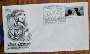 KING PENGUINS WILD ANIMALS 1992 ARTCRAFT CACHET FDC VF UNADDR - Picture 1 of 1