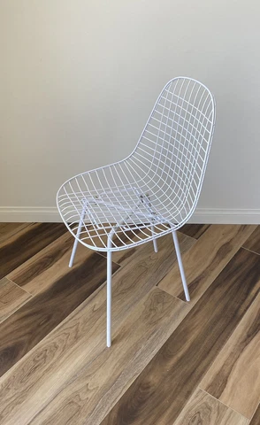 Mid Century Modern 1950s Charles Eames 1st Generation X-base Wire Chair Vintage Cover