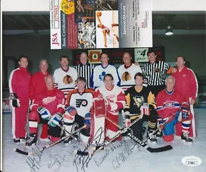 Autographed Stan Mikita Denis Hull Rosaire Padiement Al McDonoug Wilson 8X10 JSA - Picture 1 of 3