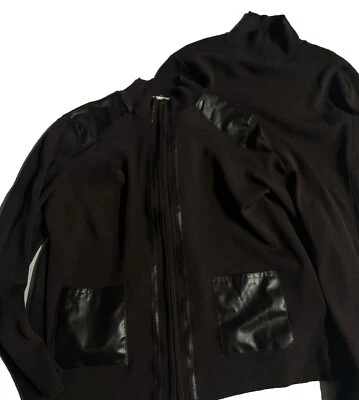 Vintage 2pc David Brooks Sweater XL Brown 2 Front Pockets Full Zipper  Rn 65426 - Image 1 of 4