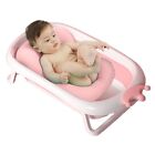 Baby Bath Tub with Foldable Stand & Cushion Pad Safety Belt Anti Slip Base Pink