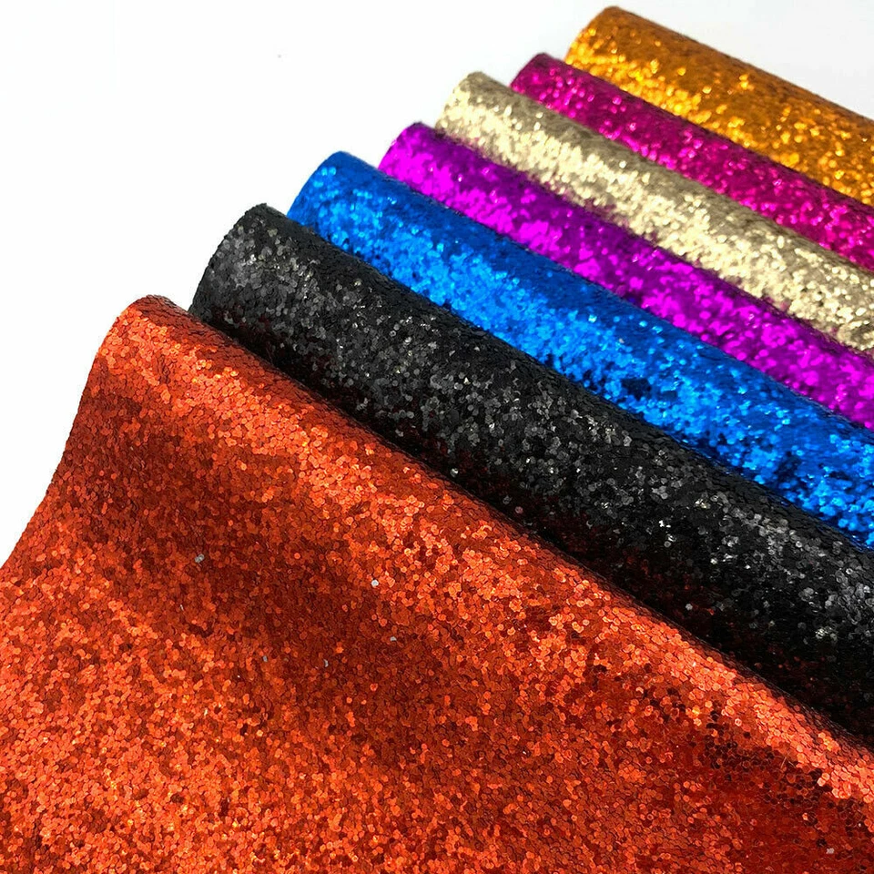 8 Sheets 20x15cm Bundle Self Adhesive Chunky Glitter Fabric Vinyl for Home Decor - Image 1 of 4