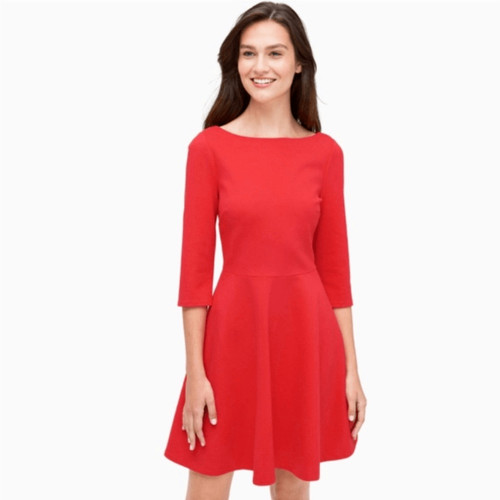 Abito Kate Spade rosso scollo barca ponte taglia large svasato tasche laterali 199€ nuovo con etichette!