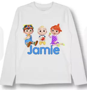 Cocomelon Personalised Name long sleeve top Boys Girls Toddler clothes birthday - Picture 1 of 1